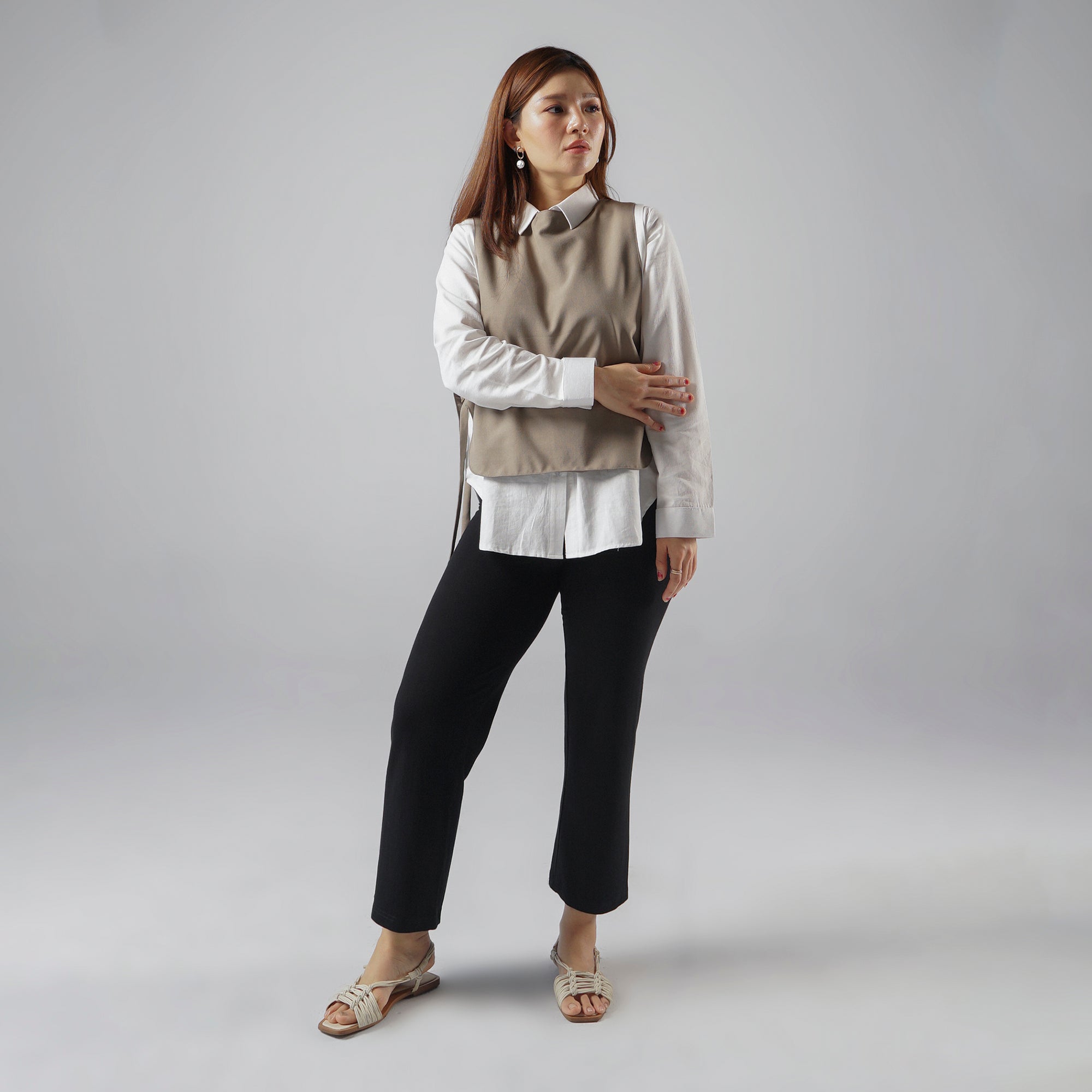 Maeva Long Sleeve Shirt in Taupe