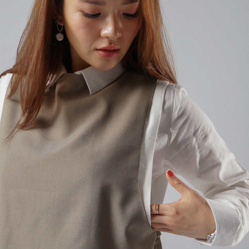 Maeva Long Sleeve Shirt in Taupe