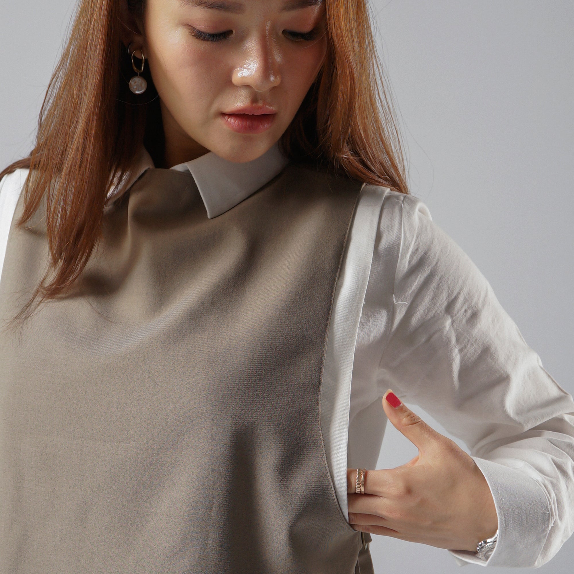 Maeva Long Sleeve Shirt in Taupe