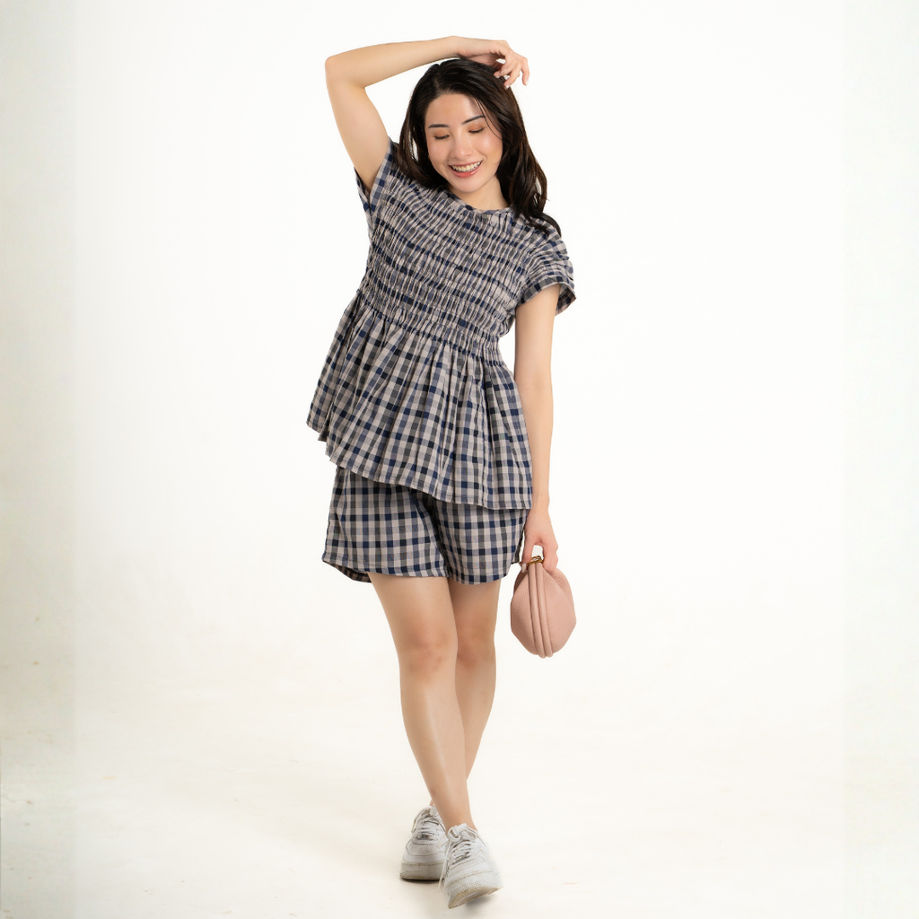Rue Picnic Gingham Sets Top and Bottom in Twilight Plaid