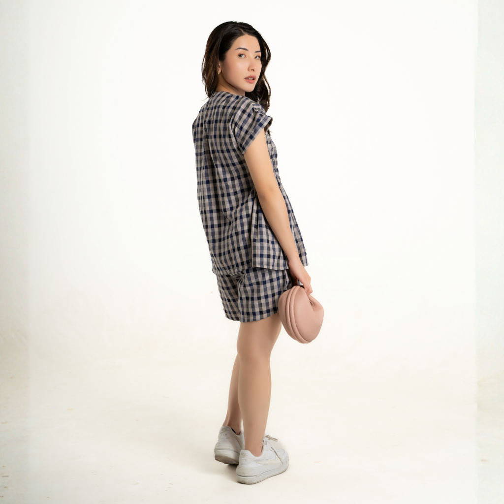 Rue Picnic Gingham Sets Top and Bottom in Twilight Plaid