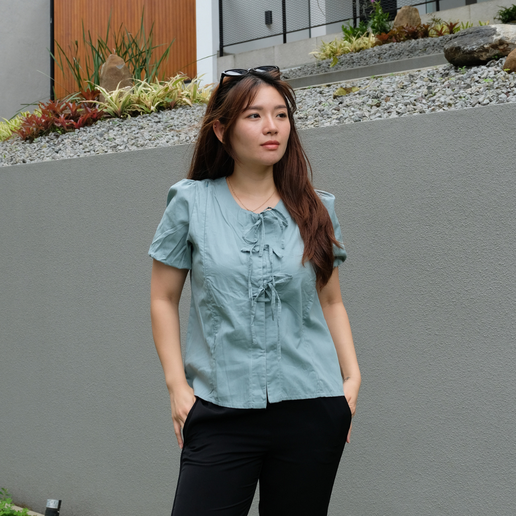 Alby Nursing Bow Top in Sapphire