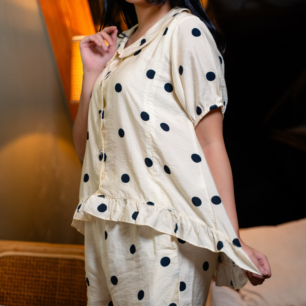 Emika Nursing Pajama Set in White