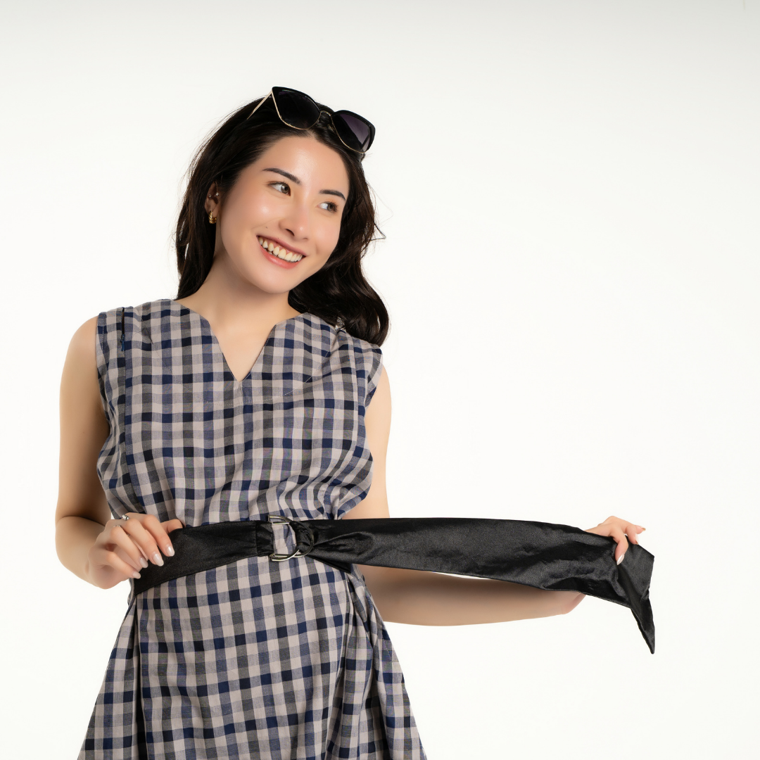 Nova V-Neck Modern Gingham Nursing Dress in Twilight Plaid