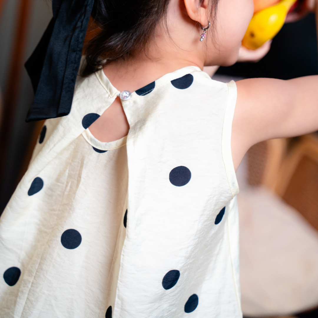 Polka Dot Kids Pajama Set in White