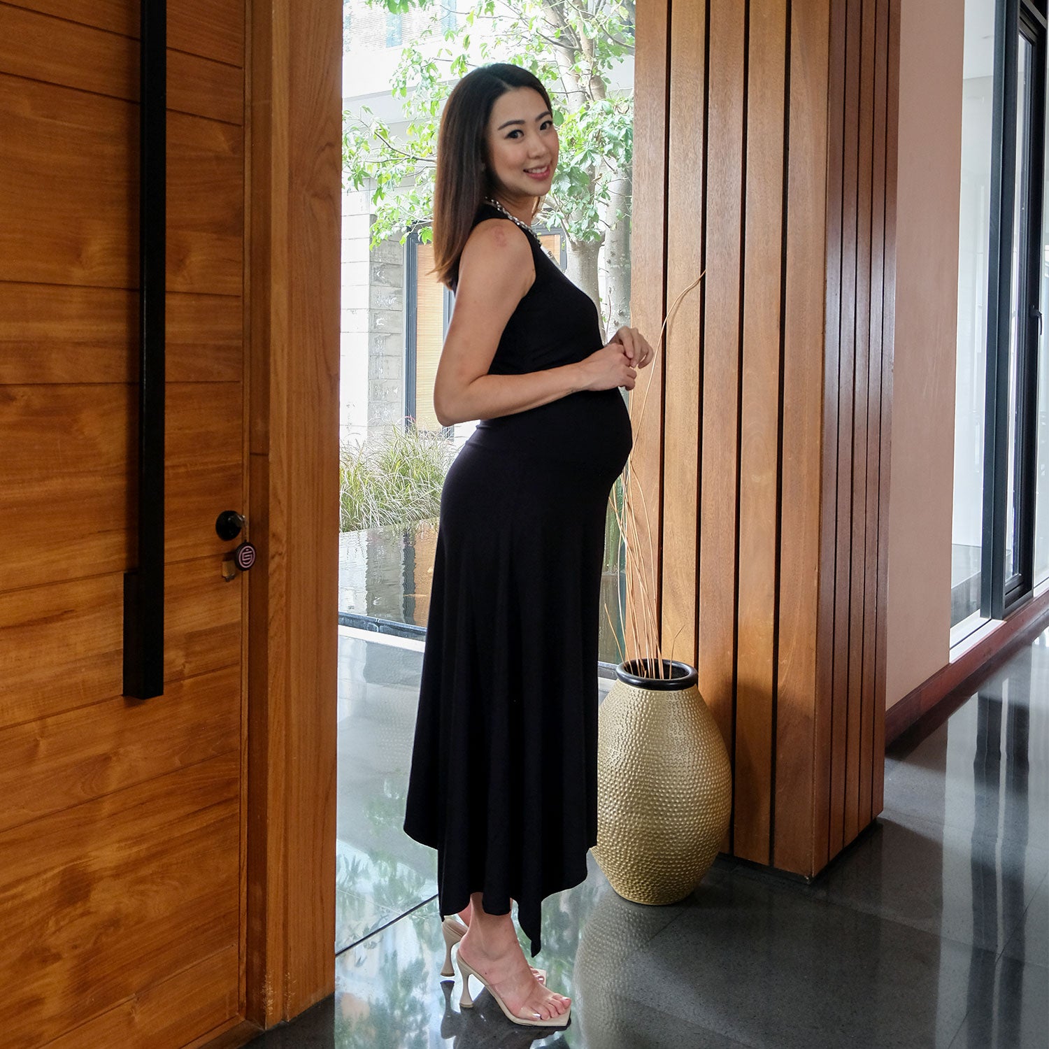 Rachel Bodyfitted Dress in Jade Black