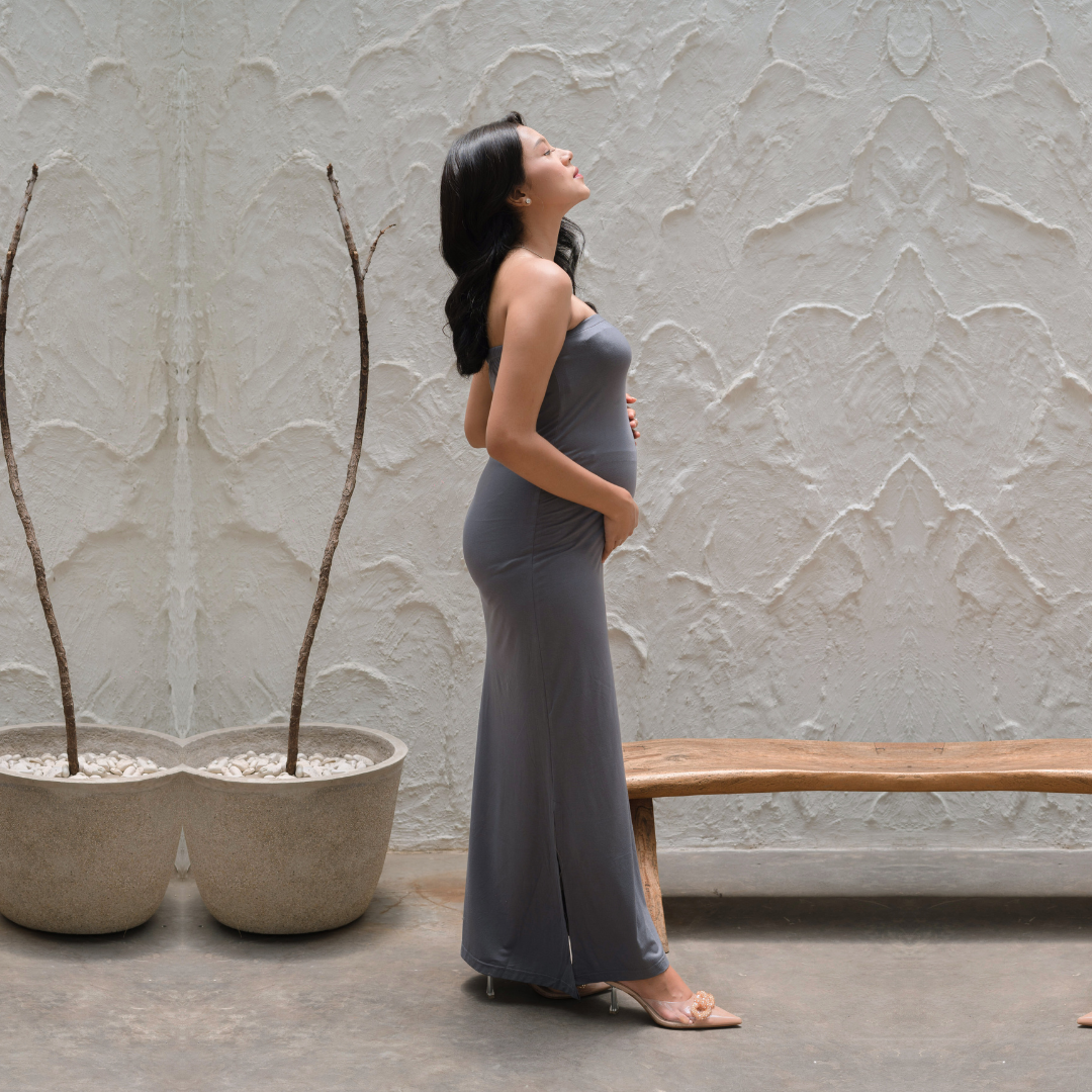 Sara Tank Top Maternity Dress In Warm Grey