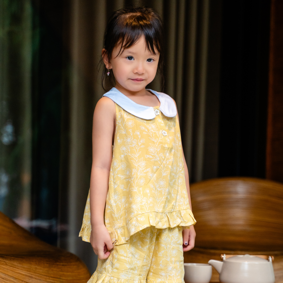 Mai Kids Pajamas Set in Golden Blossom