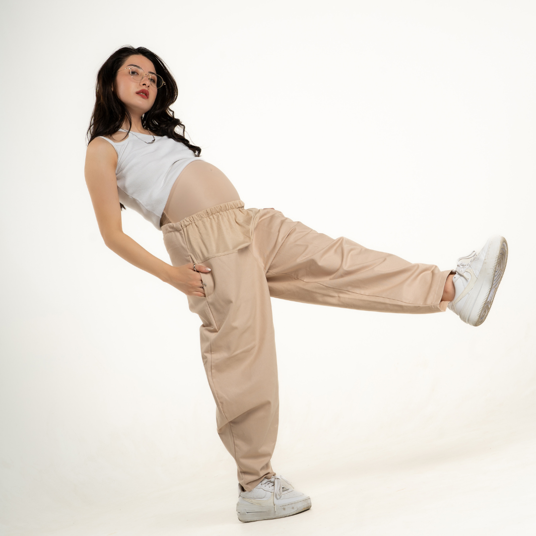 Tricia Essential Barrel Pants in Khaki