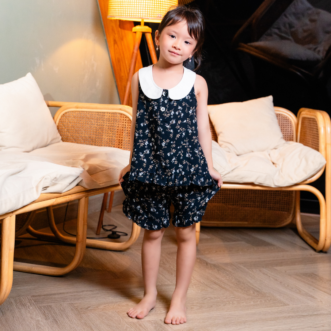 Mai Kids Pajamas Set in Midnight Bloom