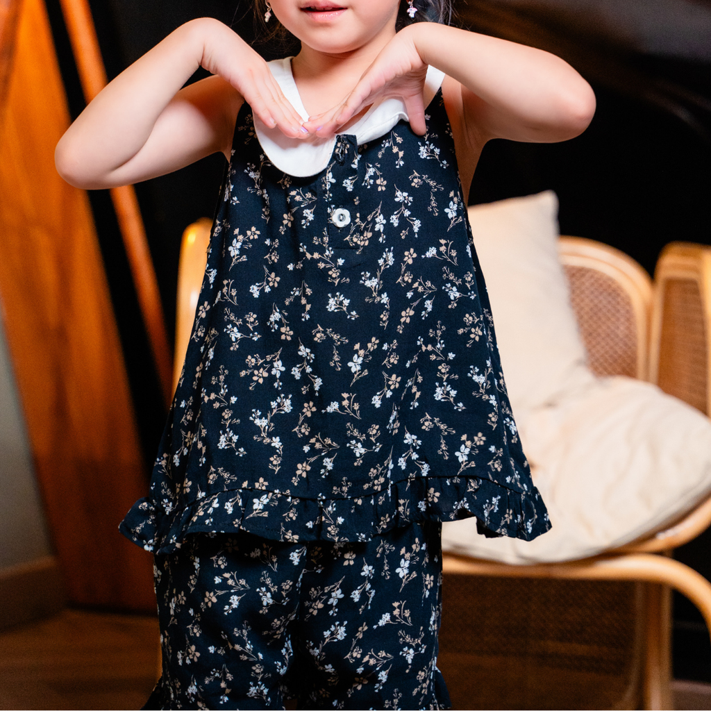 Mai Kids Pajamas Set in Midnight Bloom
