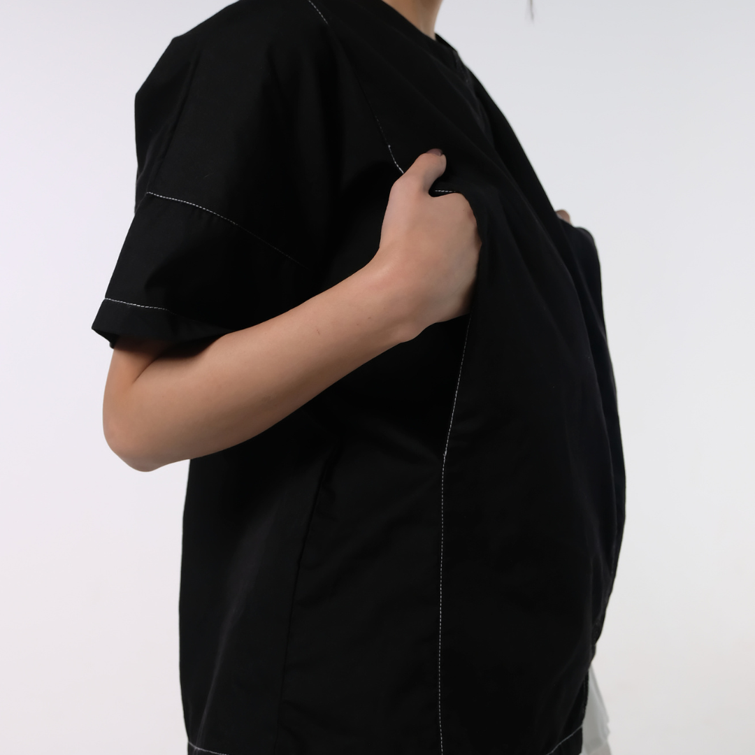 Mari Nursing Panel Top in Black