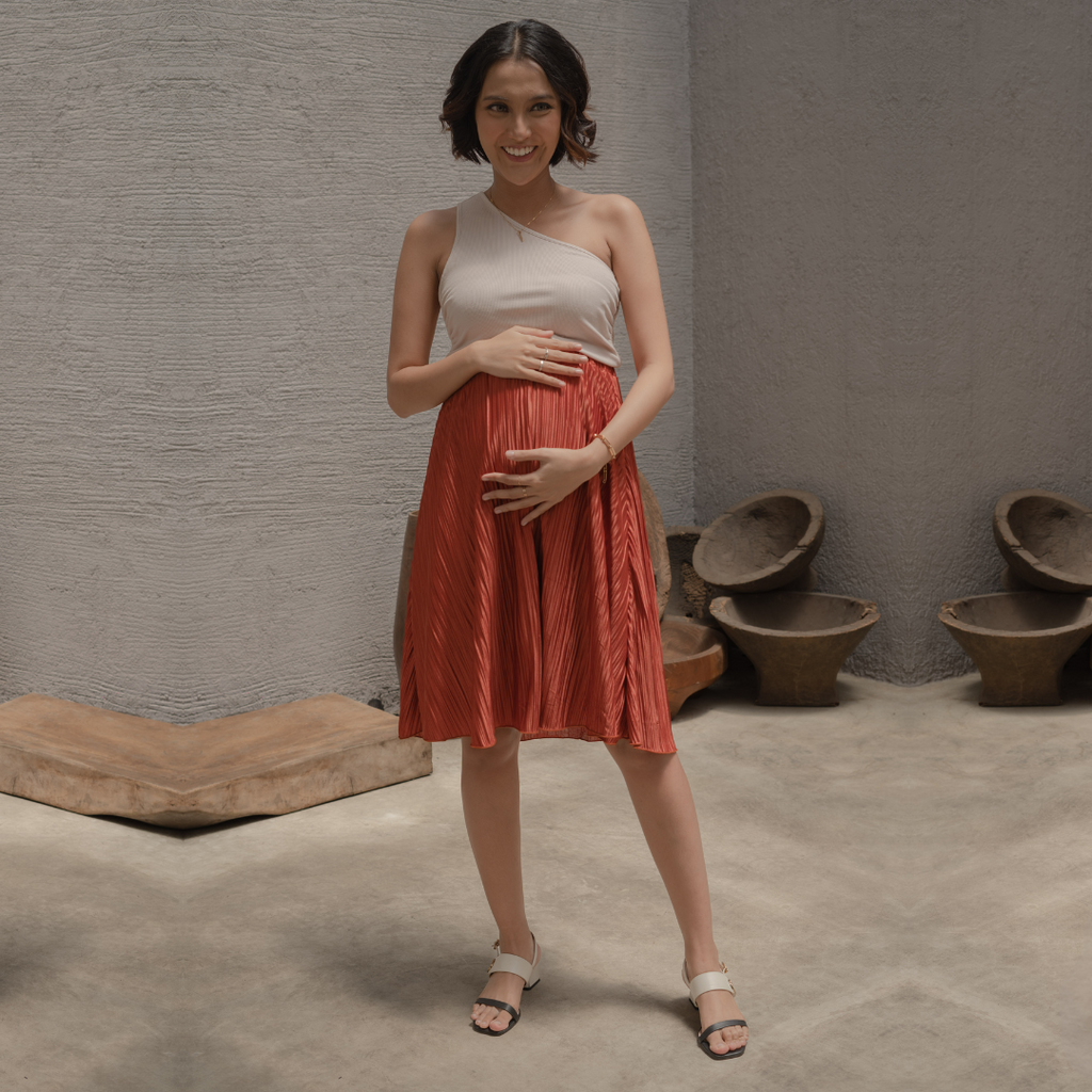 Naomi Skirt With Pleats In Burnt Orange