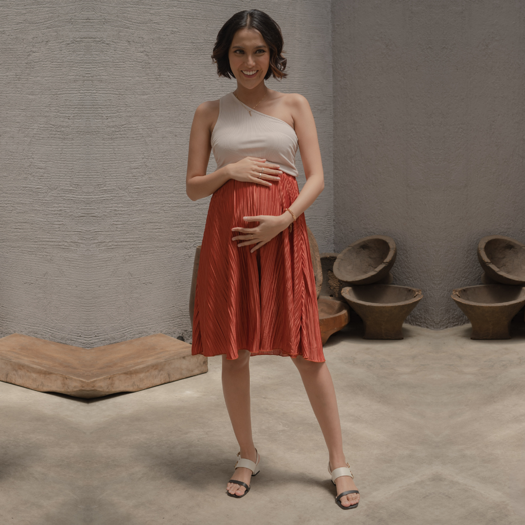 Naomi Skirt With Pleats In Burnt Orange