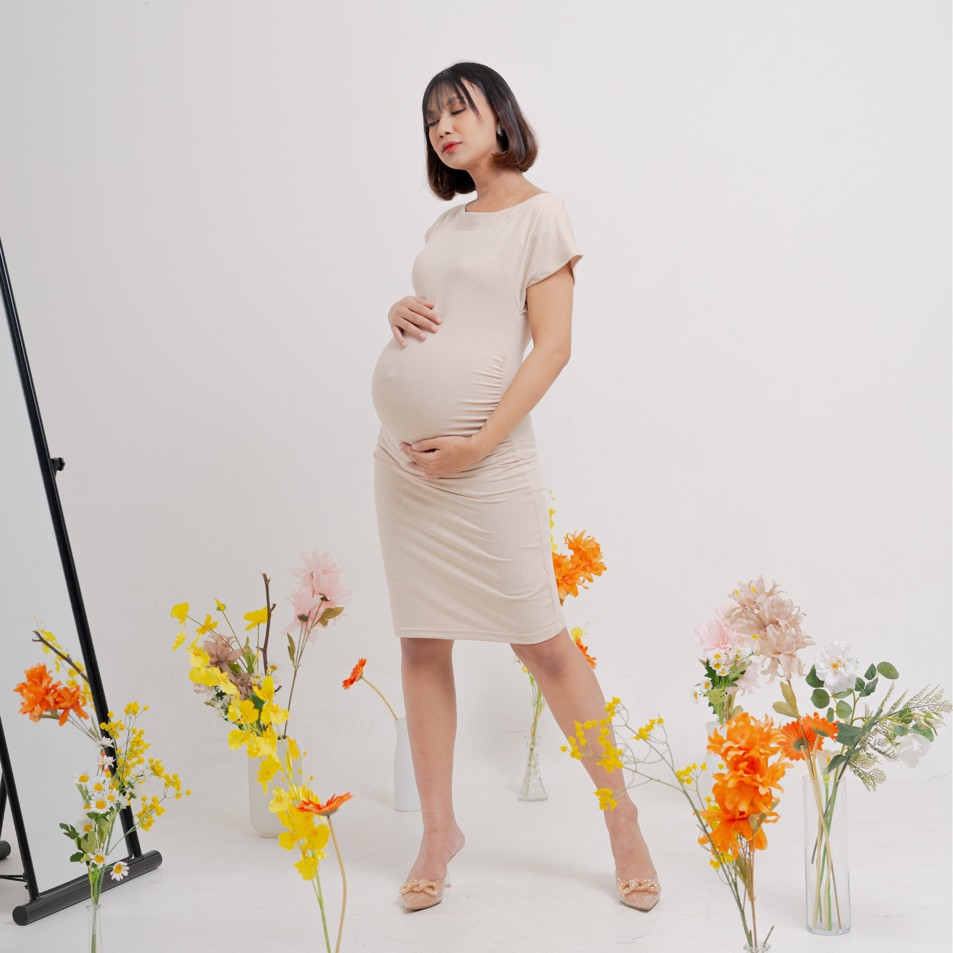 Jasmin Maternity Dress in Oat