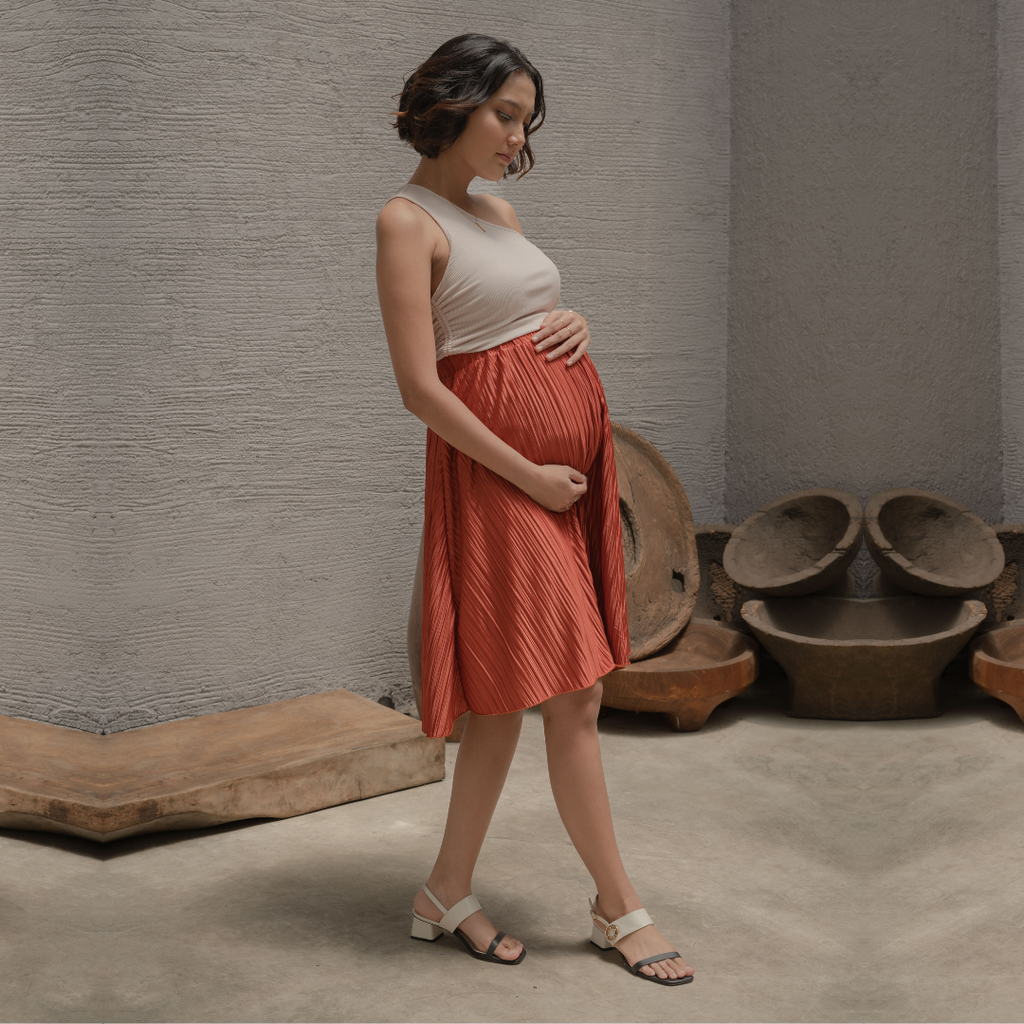 Naomi Skirt With Pleats In Burnt Orange
