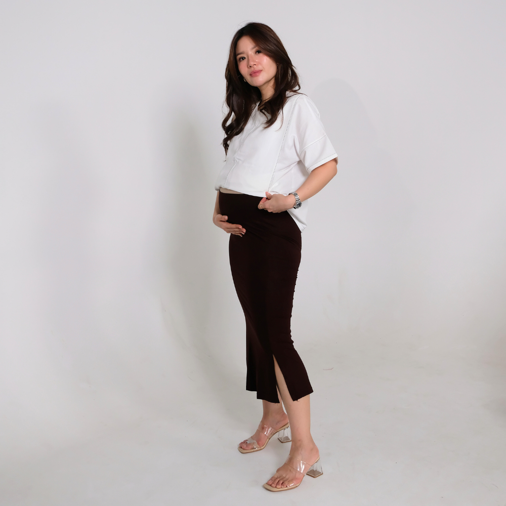 Marisol Mermaid Skirt Midi Short In Choco Brown