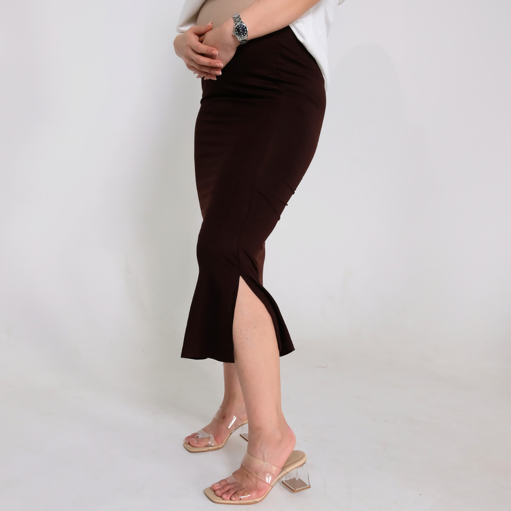 Marisol Mermaid Skirt Midi Short In Choco Brown