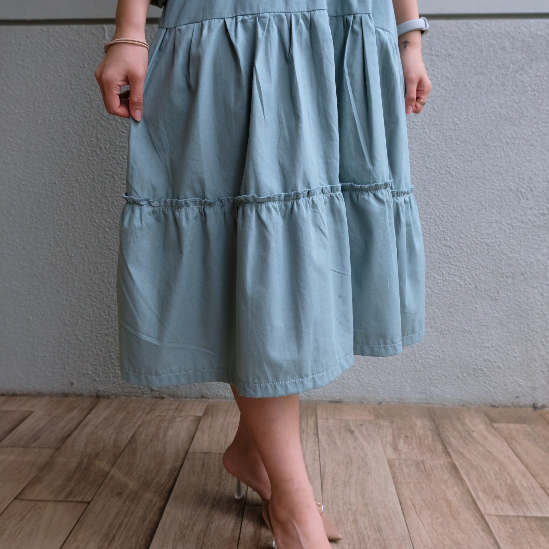 Chayara Ruffle Midi Dress in Sapphire