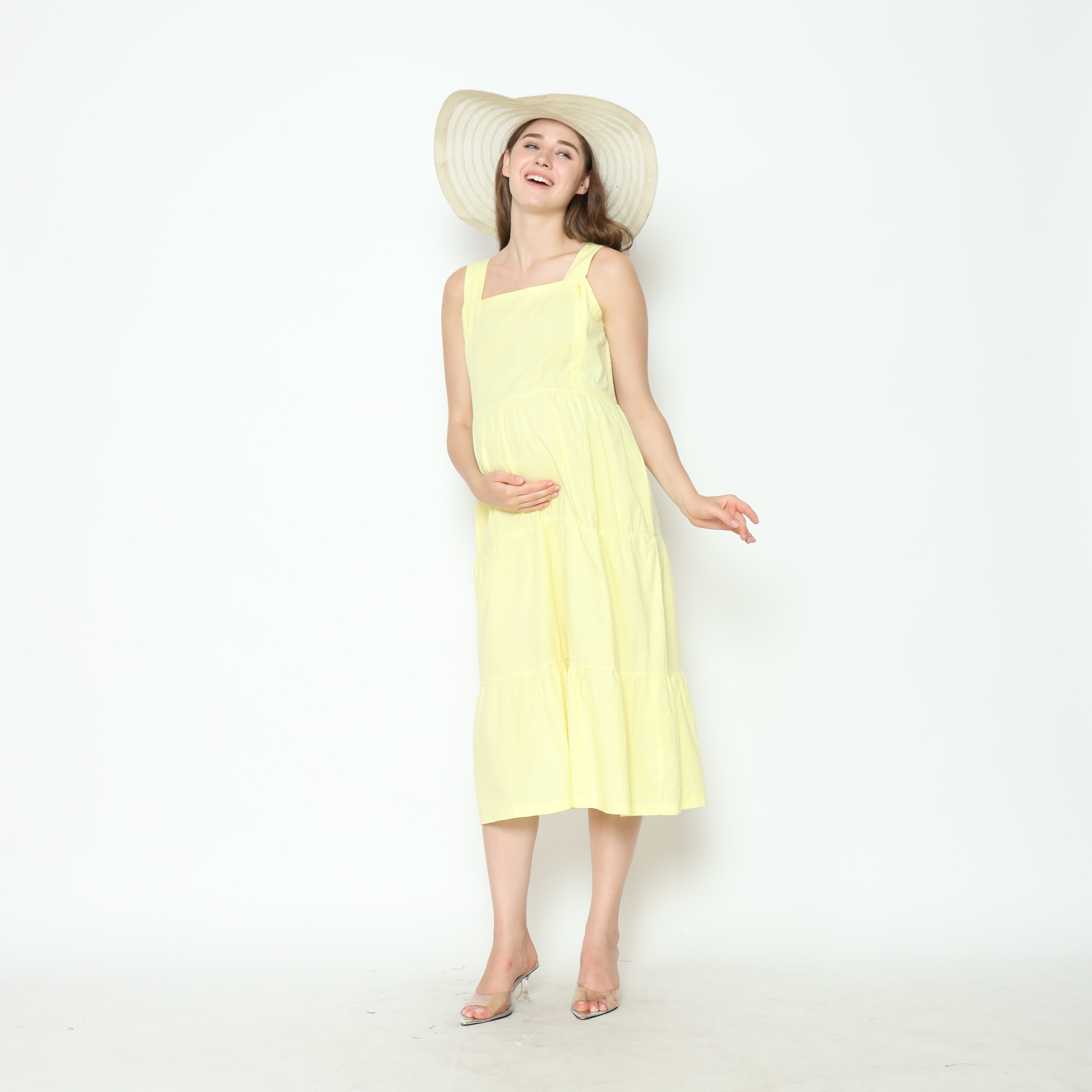 Serena Babydoll Midi Dress in Butter
