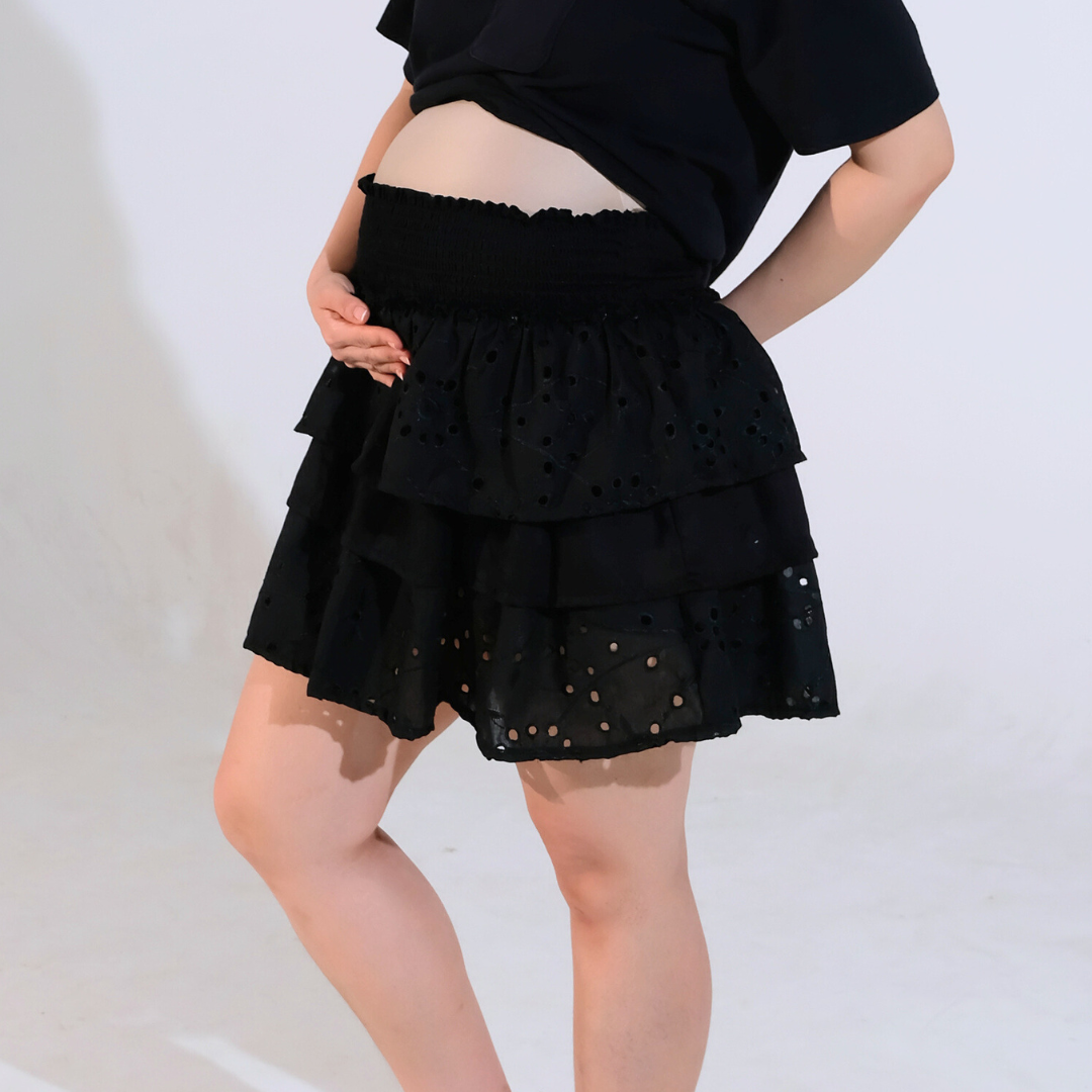 Clara Ruffle Maternity Skirt in Black