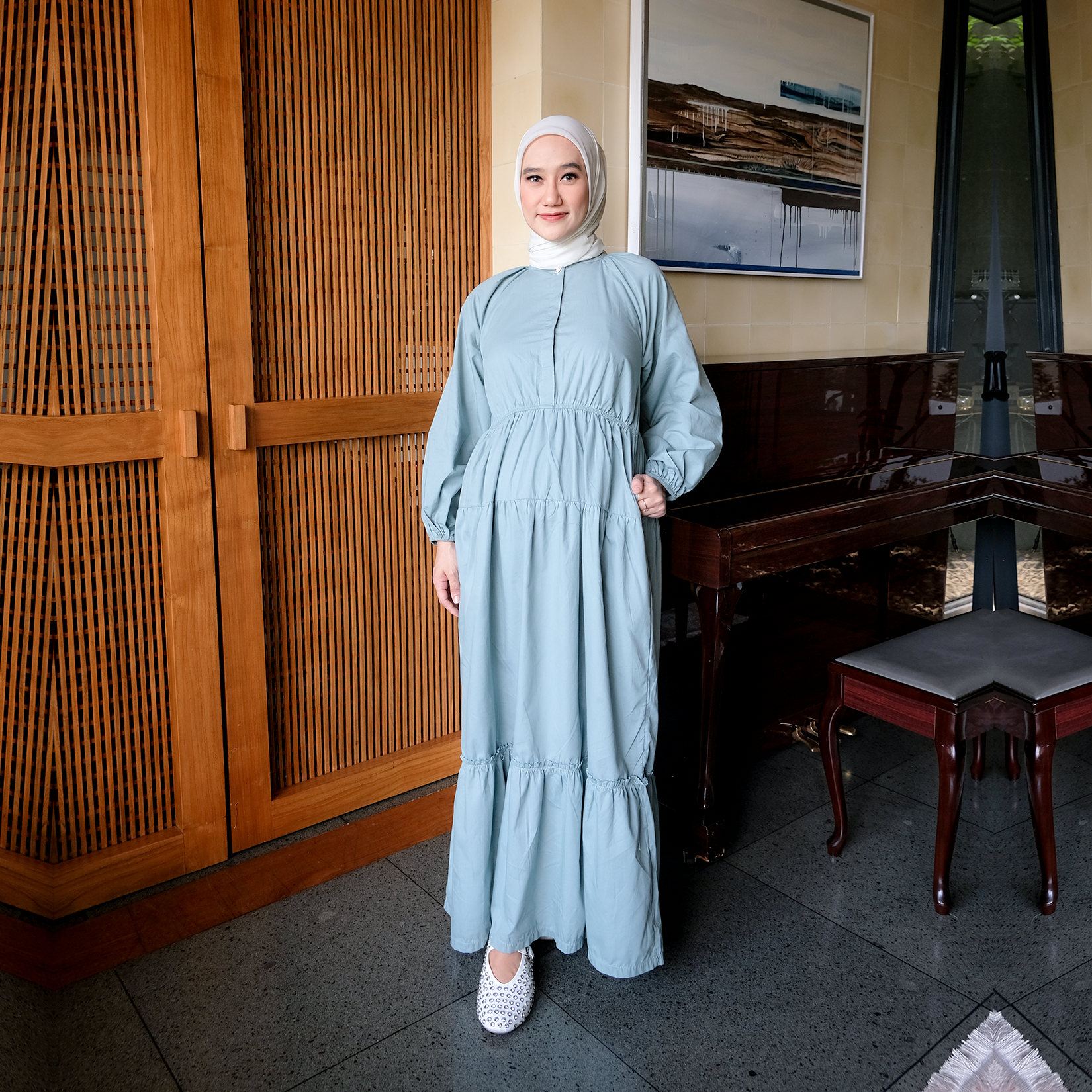 Chayara Ruffle Gamis in Sapphire