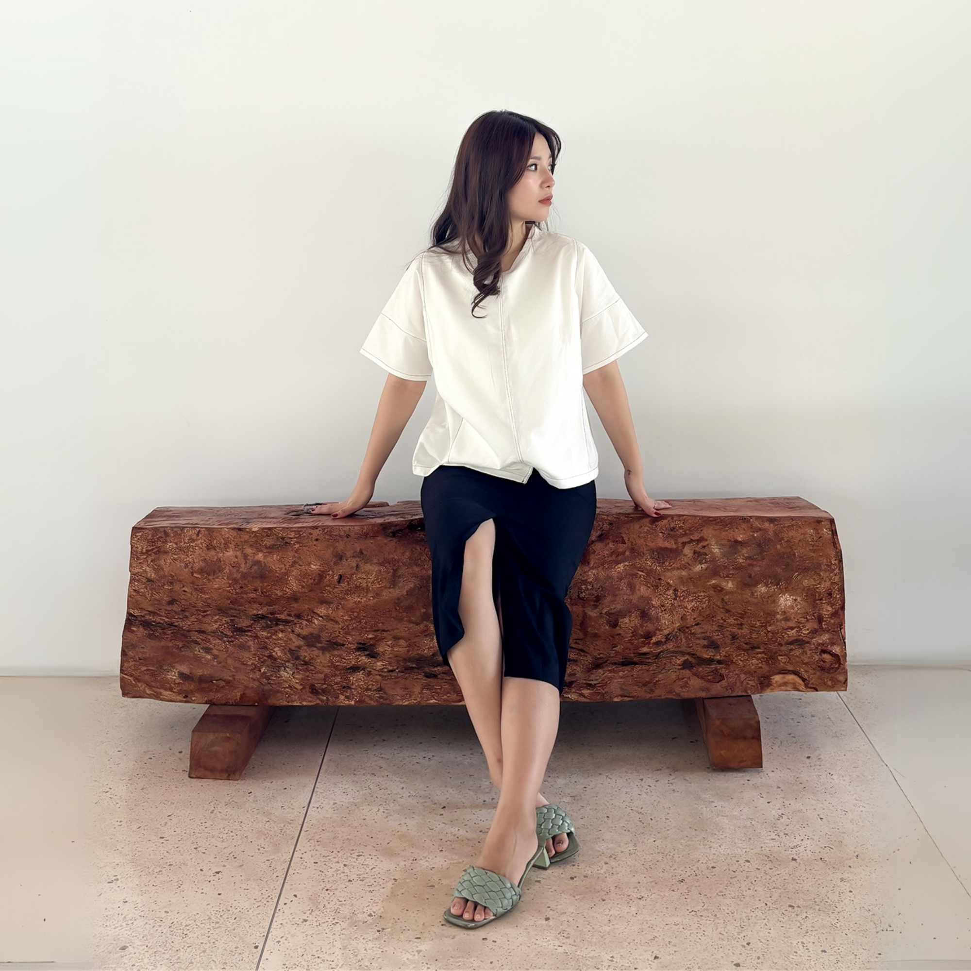 Mari Nursing Panel Top in White