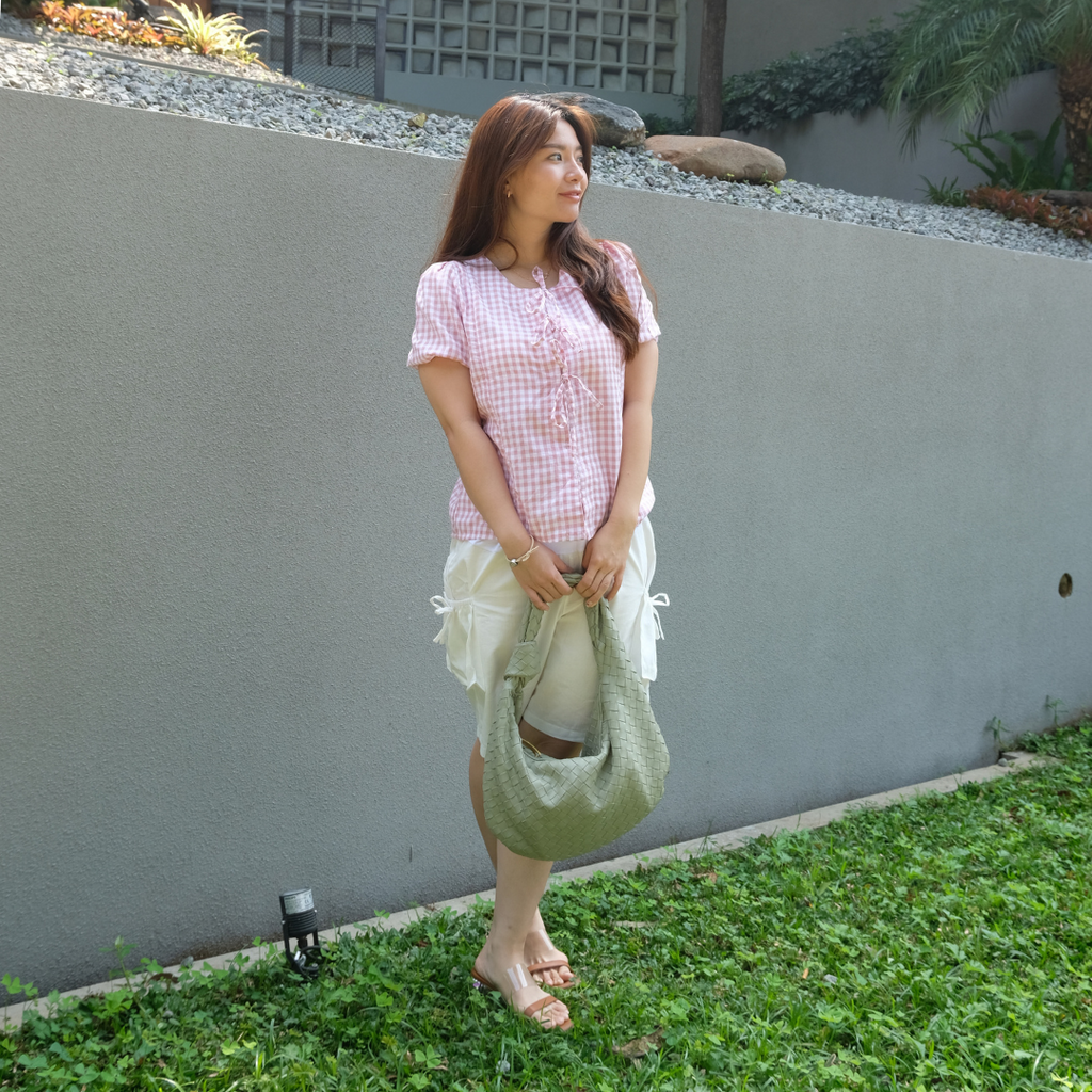 Alby Square Nursing Bow Top in Pink