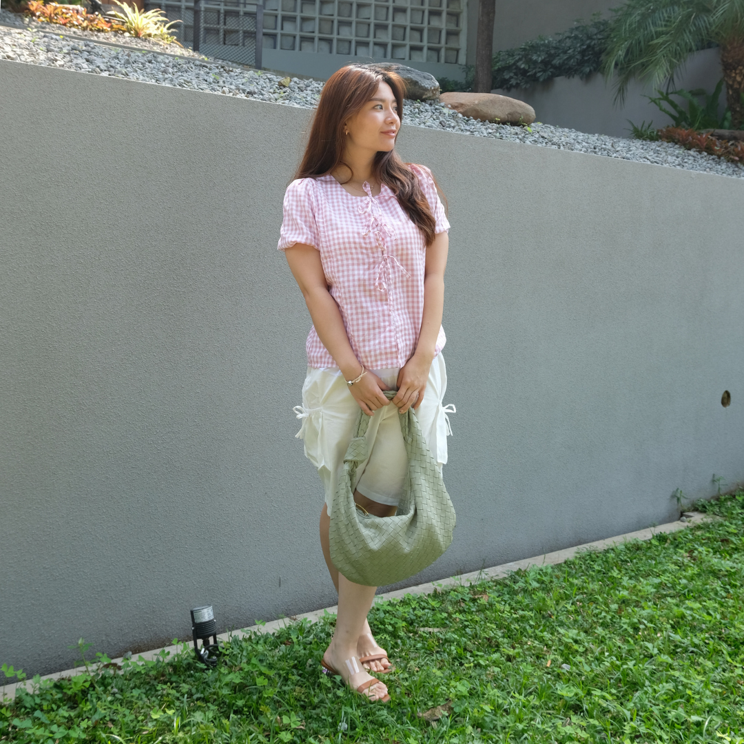 Alby Square Nursing Bow Top in Pink