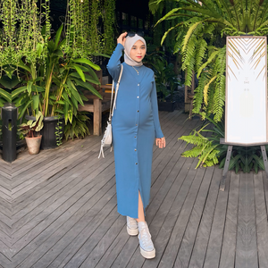 Selma Nursing Dress In Skate Blue