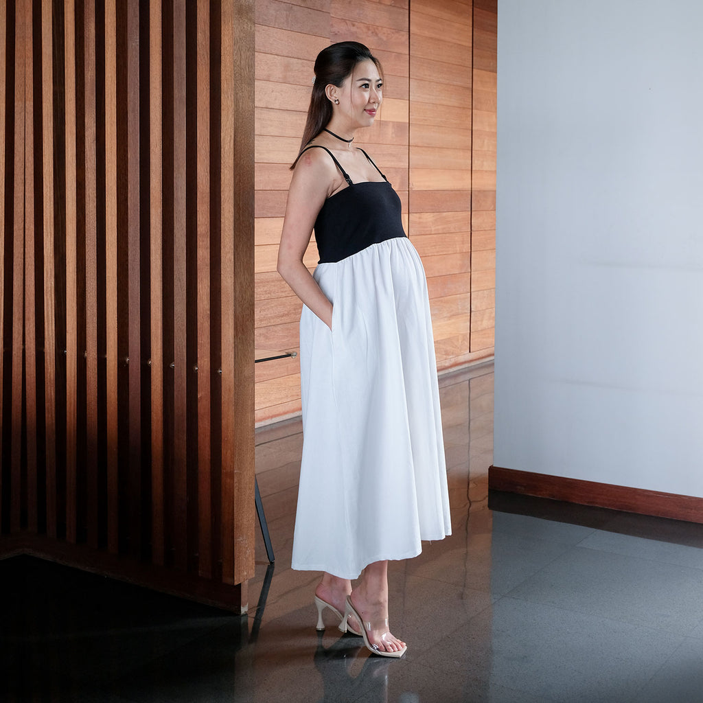 Amy Nursing & Maternity Dress in White