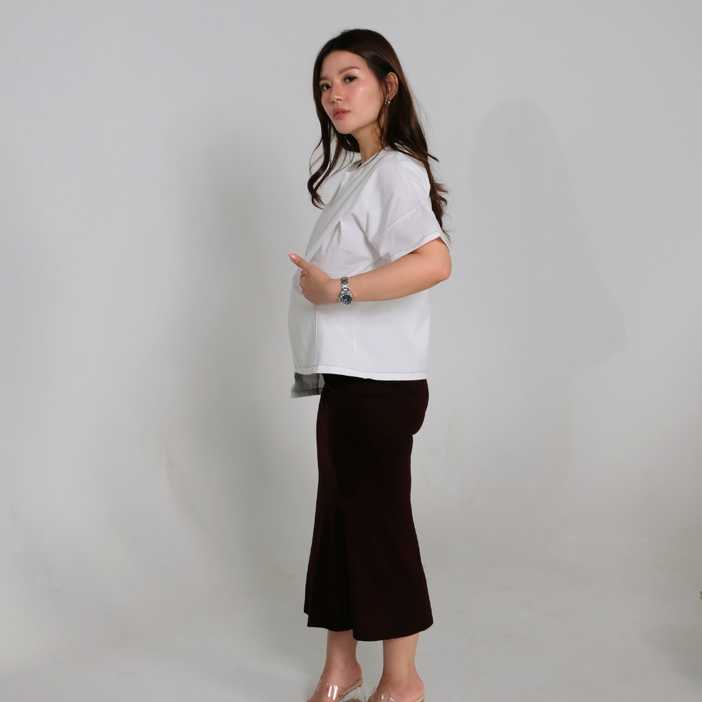 Mari Nursing Panel Top in White