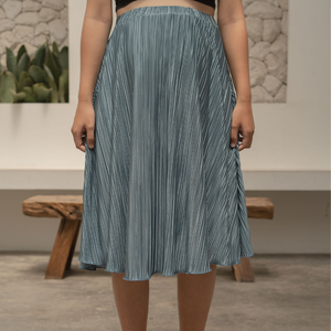 Naomi Skirt With Pleats In Aqua Blue