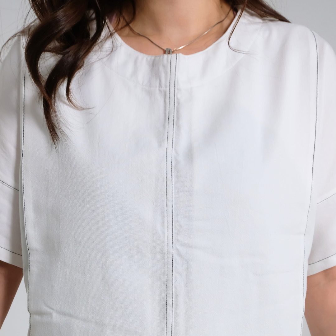 Mari Nursing Panel Top in White