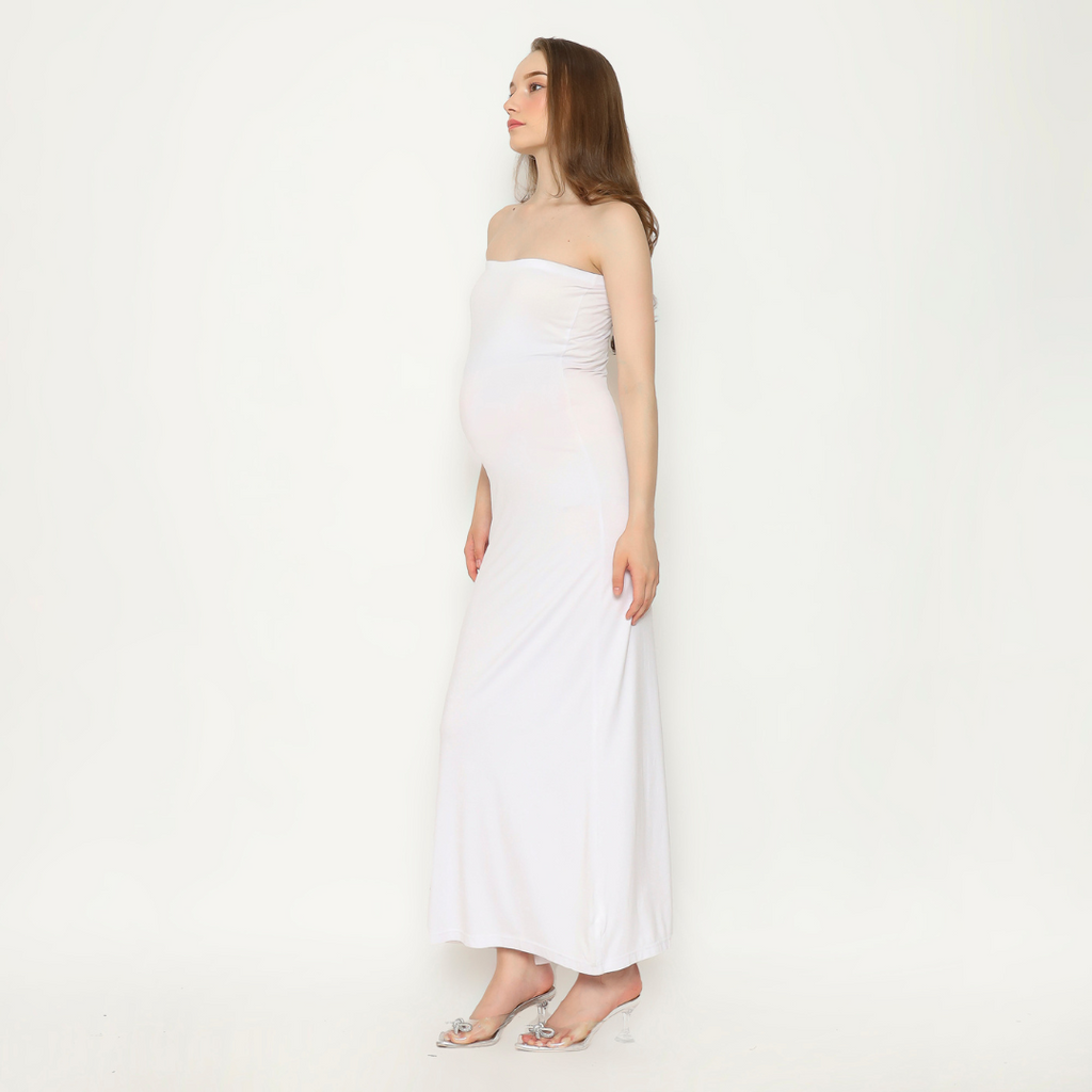 Sara Tank Top Maternity Dress In Milky White