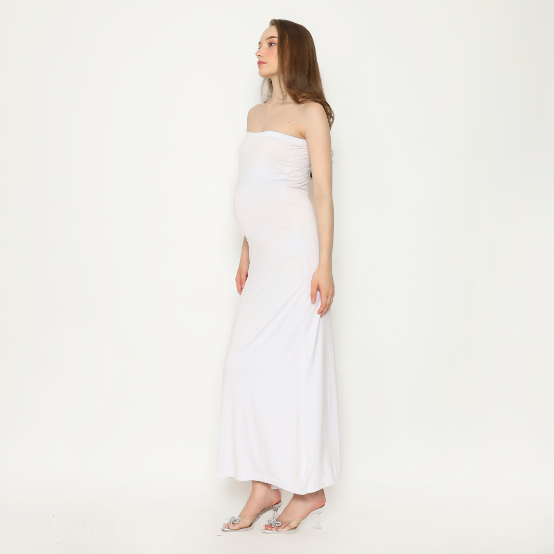 Sara Tank Top Maternity Dress In Milky White