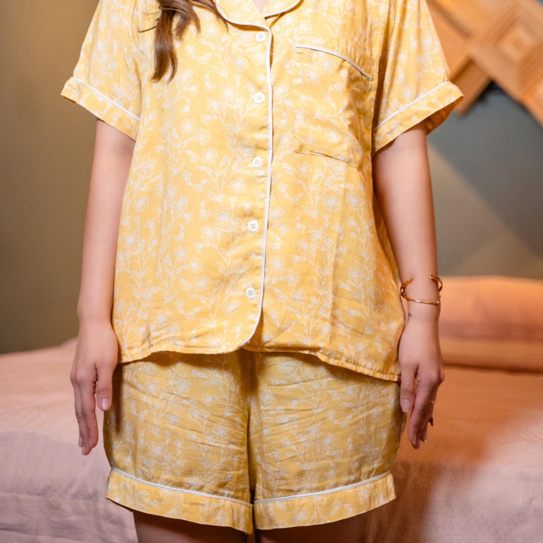 Hana Nursing Pajama Set in Golden Bloom