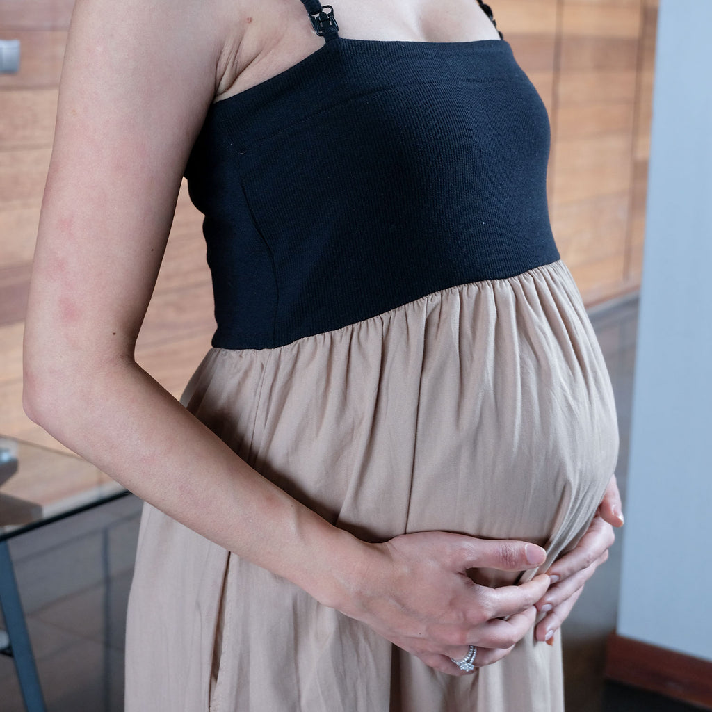 Amy Nursing & Maternity Dress in Tan