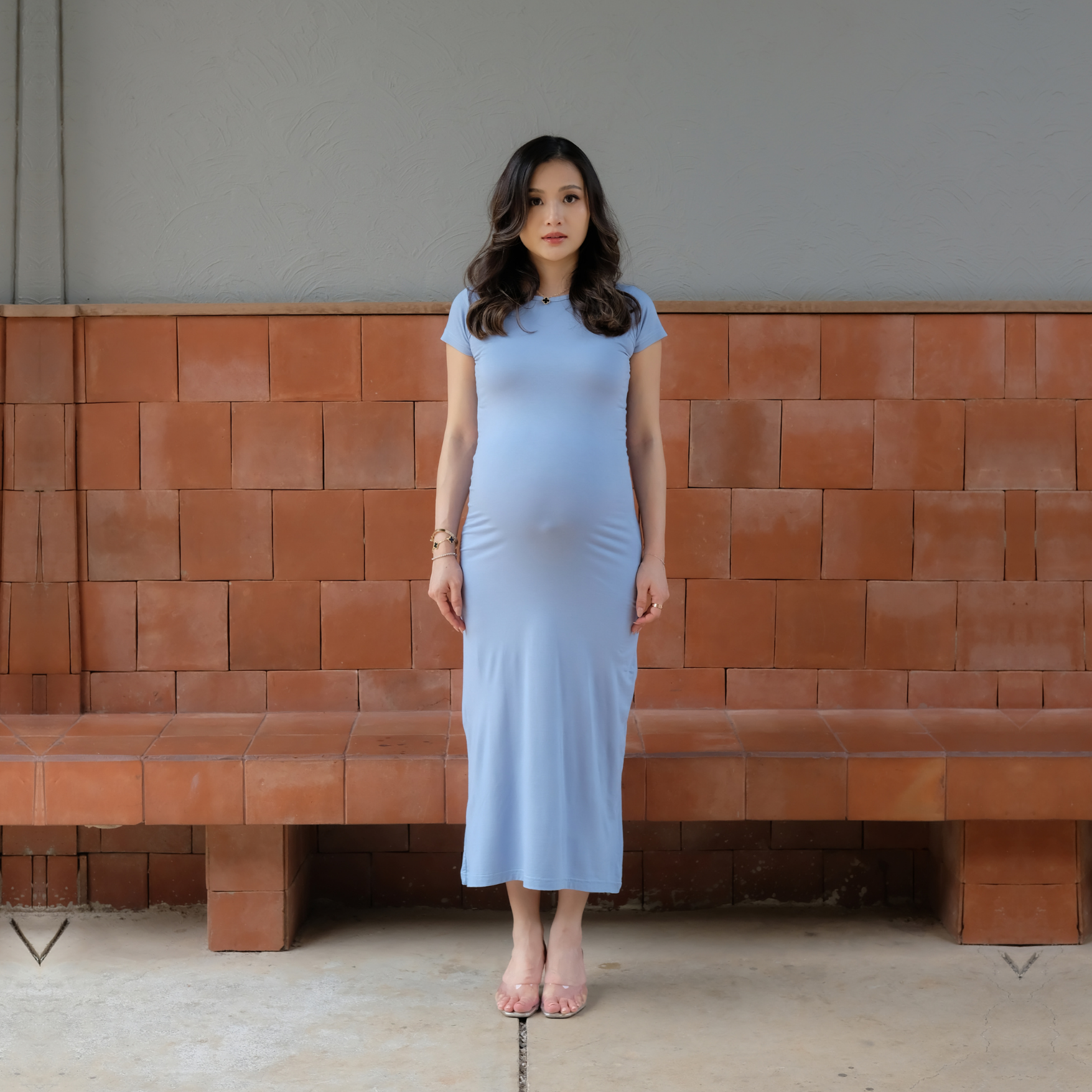 Julia Body Fit Dress in Ice Blue