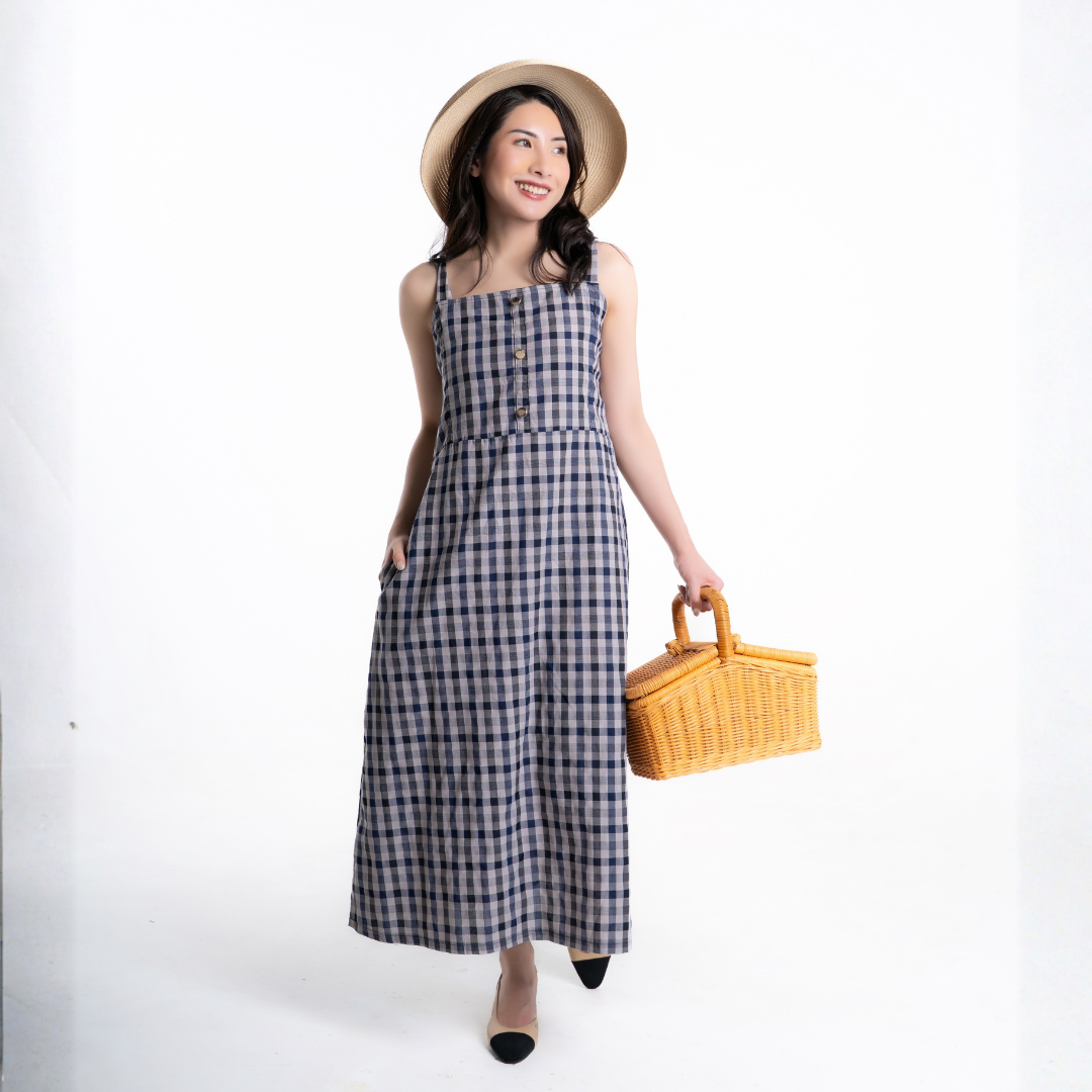 Aveline Gingham Nursing Dress in Twilight Plaid