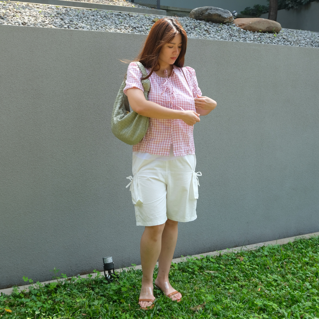 Alby Square Nursing Bow Top in Pink