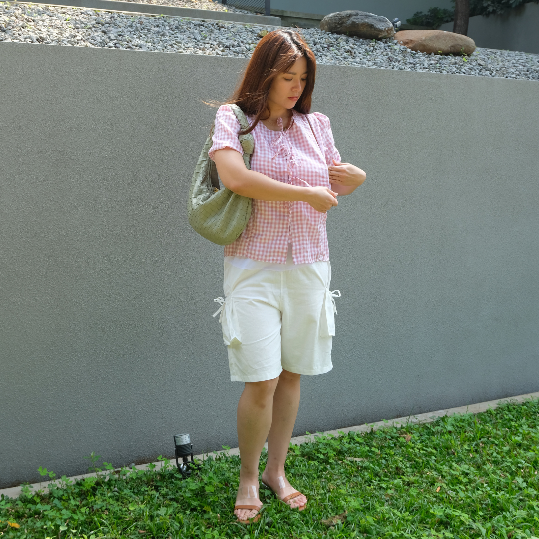 Alby Square Nursing Bow Top in Pink