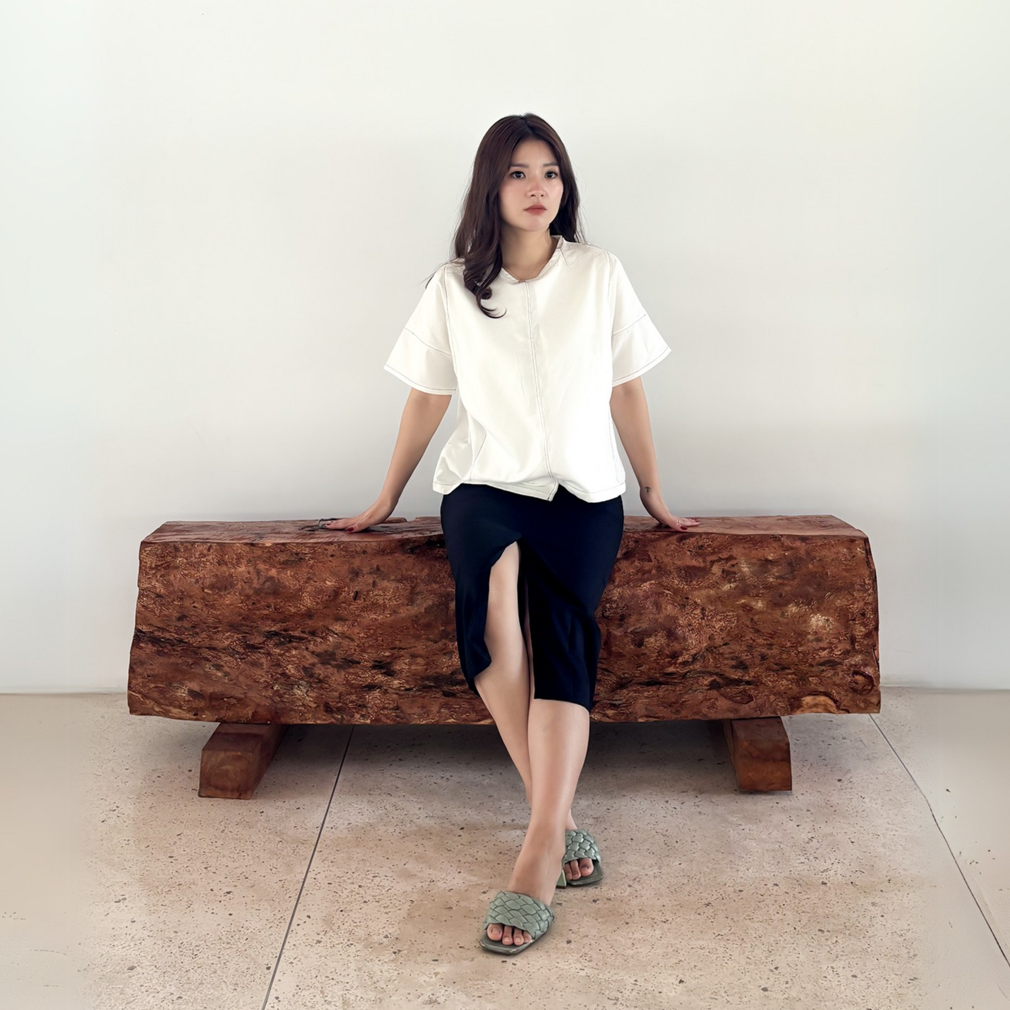 Mari Nursing Panel Top in White