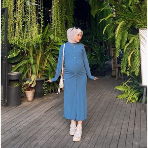 Selma Nursing Dress In Skate Blue