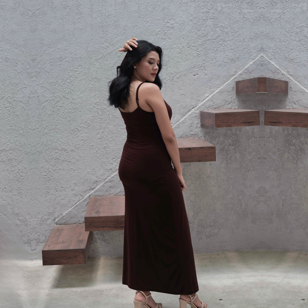 Carmen Bodyfitted Dress in Choco Bar