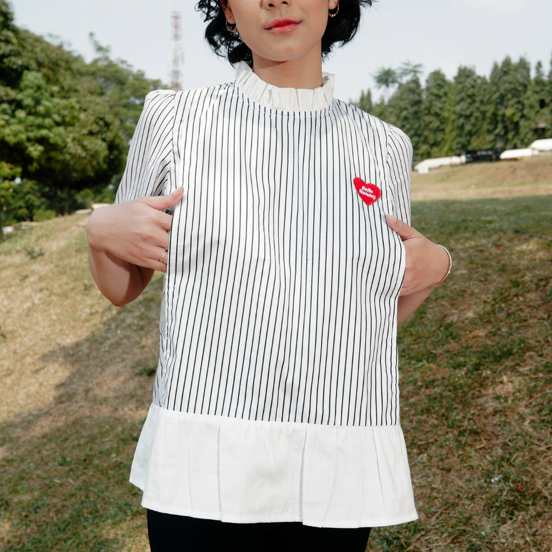 Tavi Peplum Nursing Blouse in Vanilla