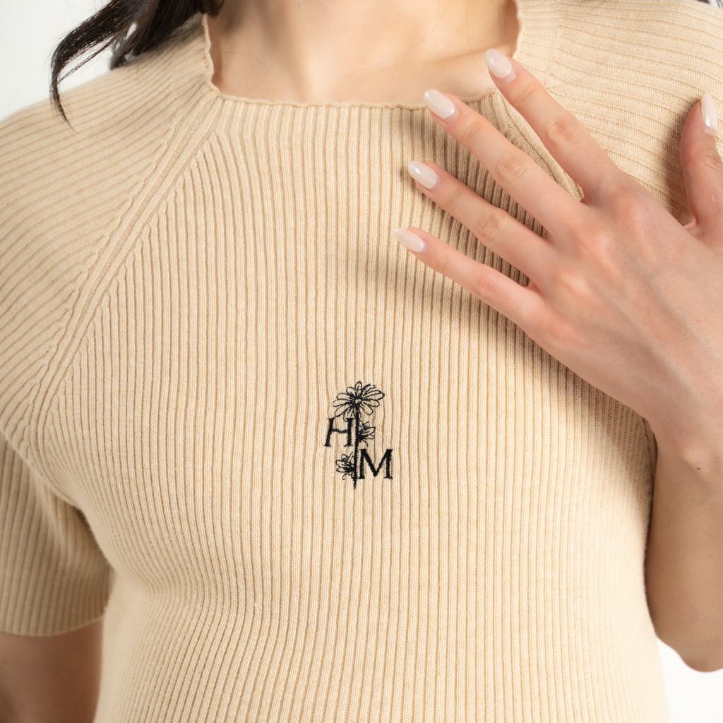 The Elara Knit Maternity Dress in Latte Khaki