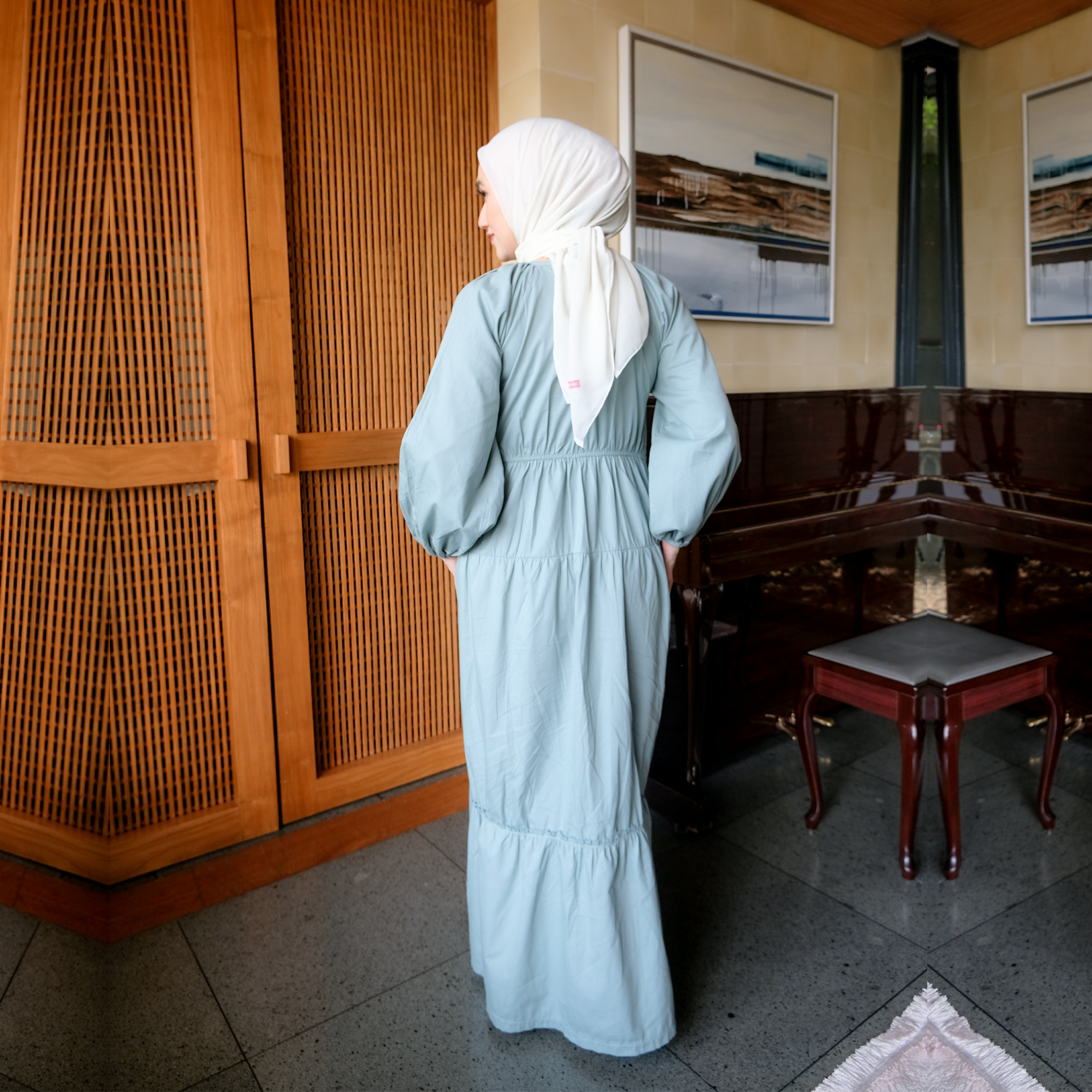 Chayara Ruffle Gamis in Sapphire