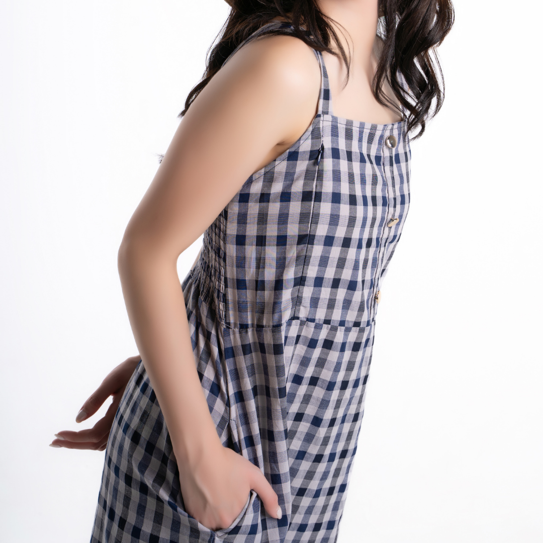 Aveline Gingham Nursing Dress in Twilight Plaid