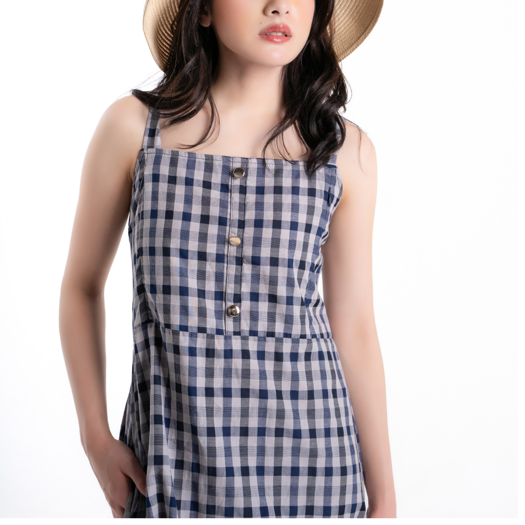 Aveline Gingham Nursing Dress in Twilight Plaid